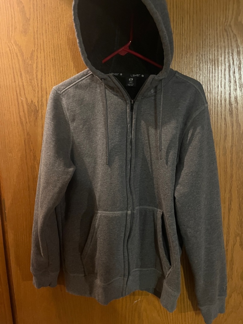 💁‍♂️Layer 8 Men's Dark Gray Full-Zip Hooded Sweatshirt